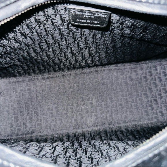 Dior: Lady Dior Charms Patent Enamel Cannage Lambskin Shoulder Handbag (Black) - Picture 15 of 16